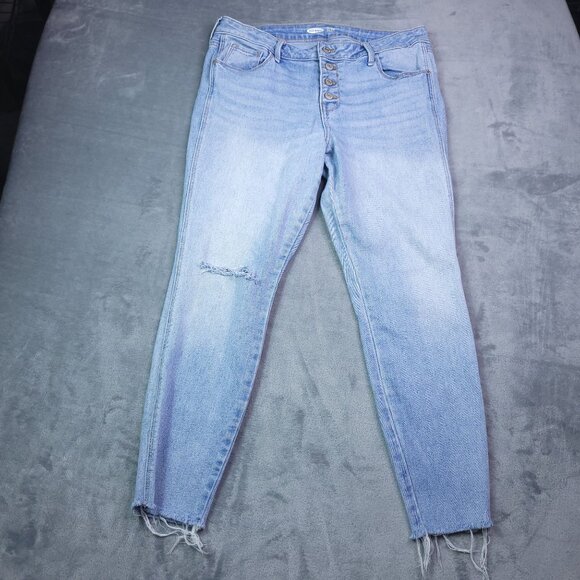 Old Navy Womens Rockstar Super Skinny Ankle Jeans 12 Distressed Light Wash - Picture 4 of 8